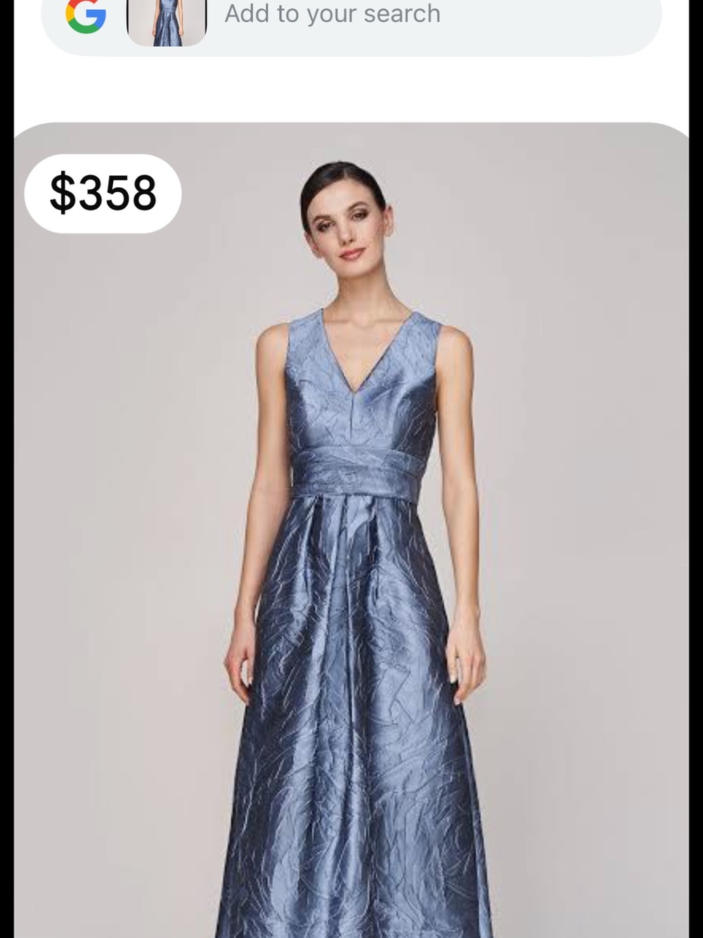 Kay Unger Jacquard V-Neck Evening Dress -Mediterranean Blue Worn Once